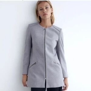 Zara Gray Corpcore Blazer Long Sleeve Crew Neck